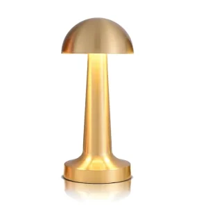 Modern USB Rechargeable LED Table Lamp Touch Dimming Desktop Mushroom Design Iron Body Metal Shade Cordless Atmosphere Reading