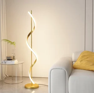 Modern Upright Floor Lamp with Full Spectrum Eye Protection Wave Line Corner Lamp for Living Room or Bedroom Study