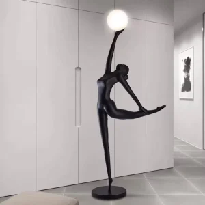 Modern Vertical LED Human Sculpture Floor Lamp, Resin