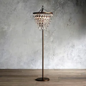 Modern Vintage Crystal Standing LED Floor Lamp for Indoor Home and Hotel Living Room