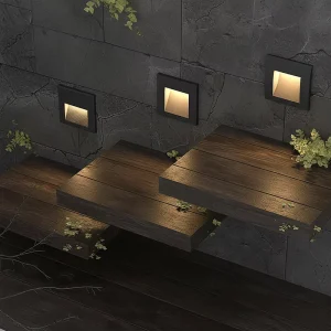 Modern Waterproof LED Outdoor Wall Lamp Square Recessed Corner Aluminum Footlight Square Step Light for Garden Path