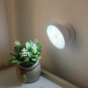 Modern White Bedroom Decor LED Night Lights with Motion Sensor Round Cabinet Light for Residential Use