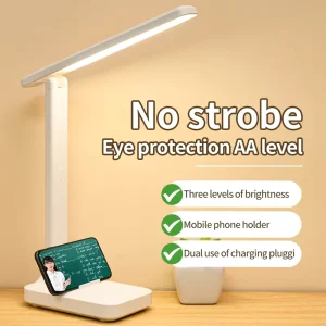 Modern White LED Desk Lamp Popular Rechargeable Touch Control Folding Design for Eye Protection Light Reading Table Lamp