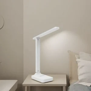 Modern White LED Desk Lamp Touch Control Eye Protection Shade Foldable Design Rechargeable Battery Study Reading Dimmable