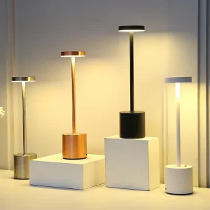 Modern Wireless LED Desk Lamp Sensor Control Adjustable Color Temperature USB Charging Port Rechargeable Dimmable Metal Shade