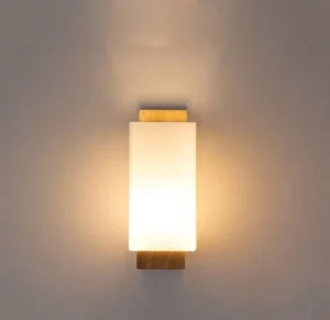 Modern Wood Glass Decorative White E27 LED Indoor Wall Lamp for Home
