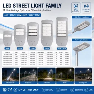 Modular IP66 AC LED Street Light with SMD3030 or SMD5050 LEDs, 3000K-6500K