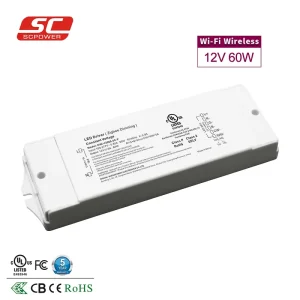 Moisture-Proof 60W 12V Plastic Zigbee-Dimmable LED Driver Transformer