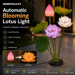 Momovalley Automatic Blooming LED Lotus Light 12V for Christmas Outdoor Garden Landscape Decoration IP65 Waterproof