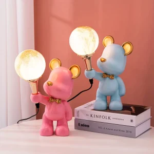 Monochrome Warm Light Bear Night Light Table Lamp