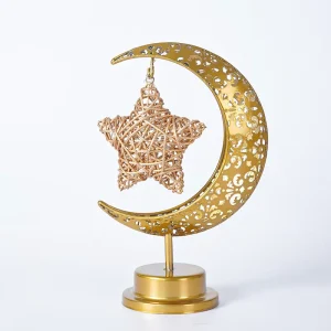 Moon LED Night Crystal Ball Style Table Night Light LED Metal Lamp Creative Metal Lamp Hollow Design Table Light Room 3D Decor