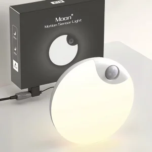 Moon Shape Motion Sensor Night Light Magnetically Adjustable Bedside Corridor Wardrobe LED Lighting