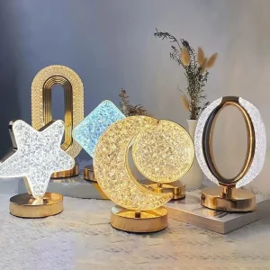 Moon Star Led Night Light Rechargeable Plastic Modern Table Touch Switch Dimmable Ramadan Room Decor Ambient 3D Moon Eid Gift