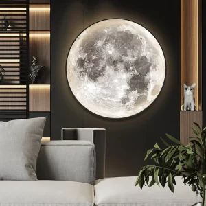 Moon Wall Lamp Modern LED Remote Control Adjustable Dimmable Trichromatic Light Home Decor Art Gift