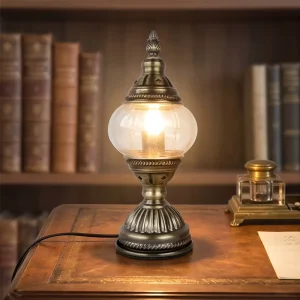 Moroccan Style Vintage Table Lamp Antique Bronze Desk Light Turkish Decorative Lantern Lamp for Bedroom Living Room Hotel Decor
