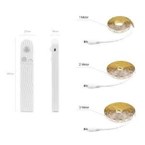 Motion Sensor 1M Kitchen Wardrobe Cabinet Bedroom Decor Indoor Battery Power Smart Led Strip Light