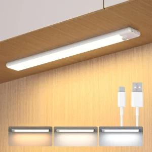 Motion Sensor Cabinet Light USB Rechargeable LED Wardrobe Under Cabinet Light for Kitchen with 3CCT Dimming
