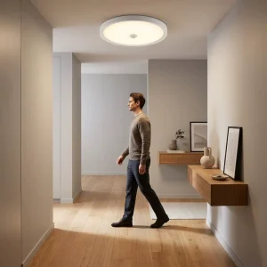 Motion Sensor LED Ceiling Lamp for Stairways, Corridors and Warehouses