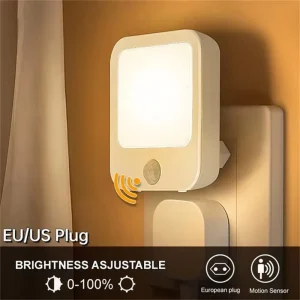 Motion Sensor LED Night Light EU Plug Dimmable Wireless Cabinet Light for Bedroom Corridor