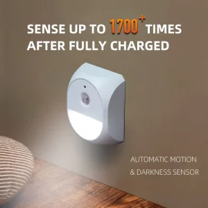 Motion Sensor LED Nightlight for Baby, Warm White, ABS, Plug-In or AAA Battery Powered