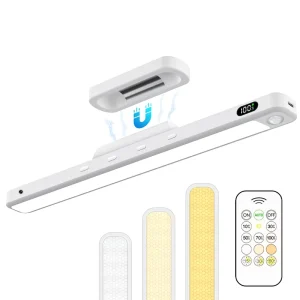 Motion Sensor Magnetic Light Bar with Remote Eye Care Under Cabinet Lighting Battery Level Display Cabinet Closet Desk