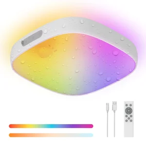 Motion Sensor Rechargeable Closet Ceiling Light with 10000mAh Battery, IP65 Waterproof, Remote Control, RGB