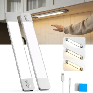 Motion Sensor Rechargeable LED Light Dimmable Silver Cabinet Lamp for Kitchen Bedroom