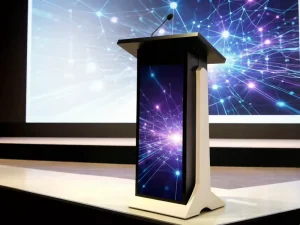 Movable Full-Color Indoor Digital Poster Stage LED Booth P1.5 P1.8 P2.5 Podium Screen Cloud-Based