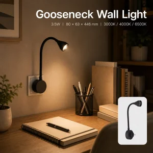 Multi Purpose Gooseneck Wall Light 3.5W 3 Color Temps for Hotel Reading Wall Lamp Wall Mounted Reading Lamp Spotlight