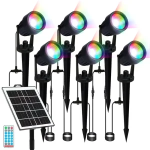 Multi RGB Color Changing Garden Lighting Waterproof Solar Powered Landscape Lights Adjustable Decorative Solar Outdoor Spotlight