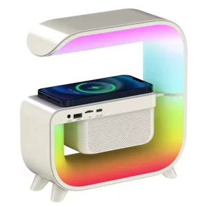 Multifunction Wireless Charger Lamp Speaker G3 with Bedside Night Light Digital Clock Smart Control Table Light
