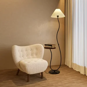 Multifunctional Minimalist Vintage European Style Floor Lamp with Table Shelves