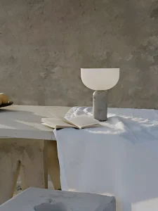 Mushroom-shaped Marble & Acrylic Touch Control Table Lamp with 3000K Warm Light Grey 1.3kg