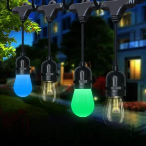 Music-Sync RGBW Outdoor String Lights Waterproof DC12V IP65 for Garden and Patio