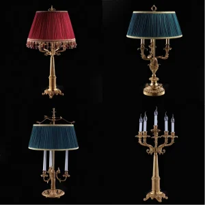 Mutil Design Rococo Palm Leaves Brass Lamp Crystal Drop Large Table Light Vintage Home Decor Table Lamp