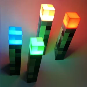 My World Surrounding Torch LED Night Light Color Changing Bottle Red Blue ABS for Bedroom Miner’s Lamp Toy Atmosphere Light