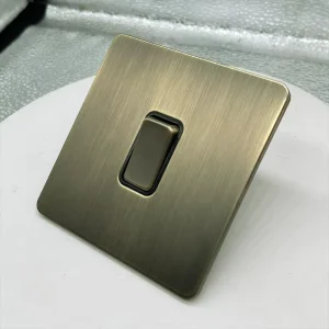 NIVA Bronze Light Switch 1 Gang UK Standard Retro Wall Light Stainless Steel Panel Switch for Home Hotel Villa