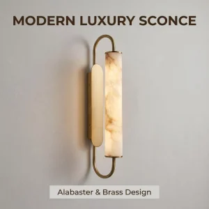 Natural Alabaster Long Strip Modern Wall Sconce Mount Lamp Dimmable Soft Diffused Glow Bedroom Hallway Entryway