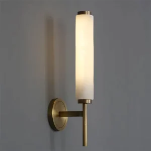 Natural Alabaster Marble Wall Light Stairwell Bedroom Bedside Bathroom Entrance Fixture Candlestick Shape LED Copper Wall Lamp