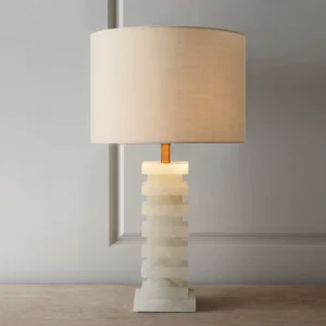Natural Alabaster Table Lamp, Light Luxury Nordic Creative Desk Lamp for Bedroom Bedside, Hotel and Homestay Decoration