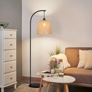 Natural Color Home Floor Lights Indoor Decor Standing Floor Lamps Minimalist Style E27 Base Bamboo Lampshade Led Floor Lights