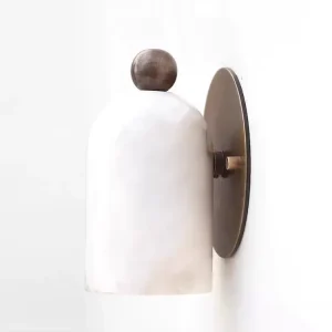Natural Marble Copper Base Modern Minimalist Luxury LED Wall Lamp with 2700K Warm Light for Bedroom Decor Wall Mounted
