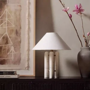 Natural Marble Design Fabric Table Lamp Desk Decor Lighting Bedroom Bedside Hotel Living Room Bar