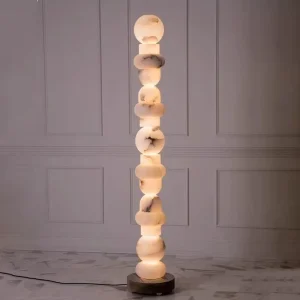 Natural Marble Floor Lamp Designer Piece Night Light Spherical Shade Living Room Bedroom Study Villa Showrooms Decorative