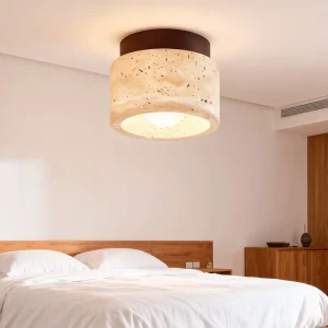 Natural Stone Ceiling Light Solid Wood Top Modern Minimalist Surface Mounted Downlight Living Room Bedroom Hallway