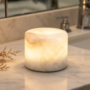 Natural Stone Marble Rechargeable LED Night Lamp Dimmable Touch Control RGB Color Change Cordless Bedroom Bathroom Ambient Lamp