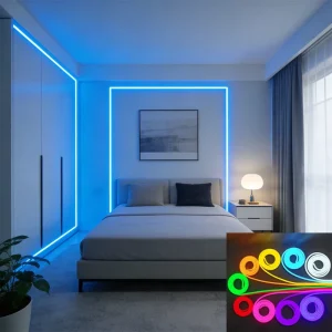 Neon LED Light Strips Self Adhesive RGB Color Changing IP65 Waterproof for Outdoor Advertising Sign Silicone Cover Light