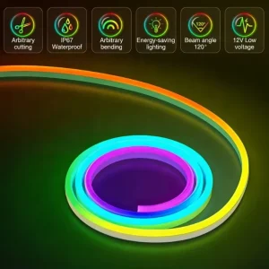 Neon RGB LED Strips 12V 24V Flexible Cuttable USB App Control Remote Dimmable Music Syncing Landscape Home