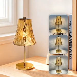 New Acrylic and metal table lamp elegant bedside night light latest ambient amber crystal table lamp rechargeable touch lamp