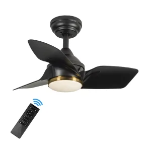New Arrival Remote Control Black Home ABS 26 Inch Smart Modern LED Ceiling Fan Light